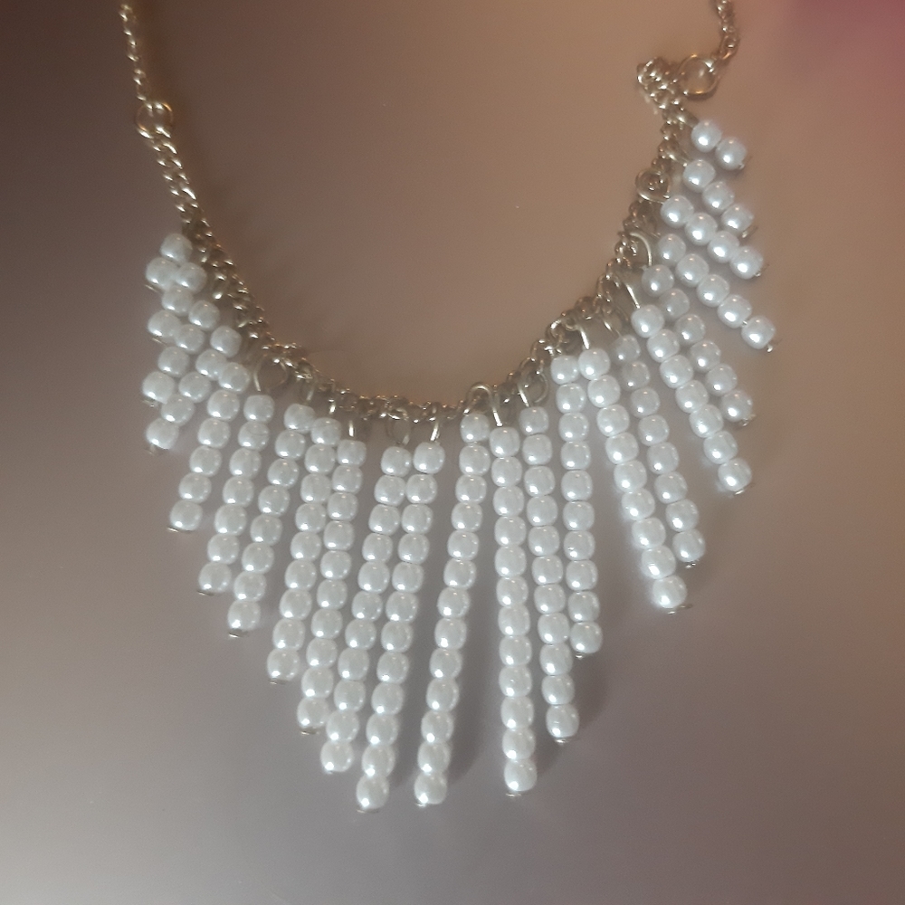 VINTAGE LAUREN CONRAD Pearl & Gold Necklace 16" ☆ - Picture 5 of 9